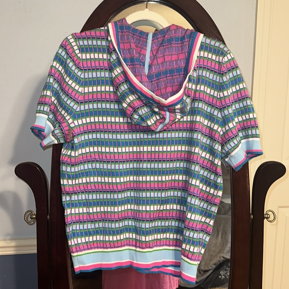 BNWT Lilly Pulitzer Sz XL Avington Sweater - Turquoise Shore Mermaid Stripe - Picture 3 of 5